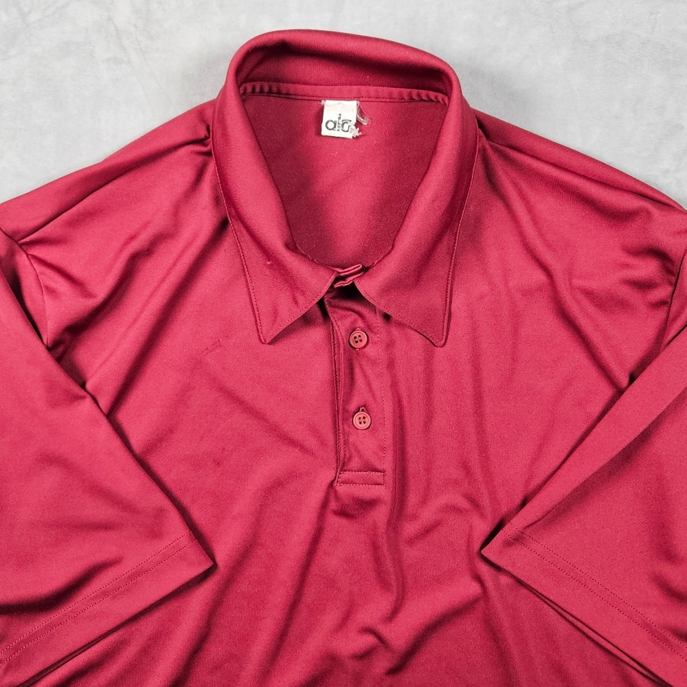 Alo Polo Shirt Mens Large Red Performance Lightweight Wicking Golf Tennis Casual